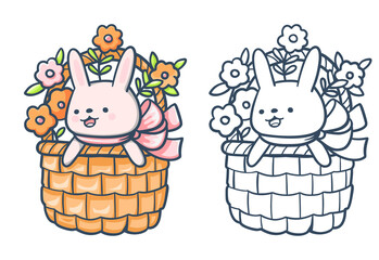 Hand-drawn illustration of funny cartoon Bunny