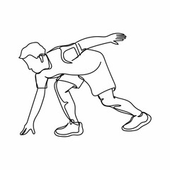 Continuous one simple single abstract line drawing of male runner icon in silhouette on a white background. Linear stylized.