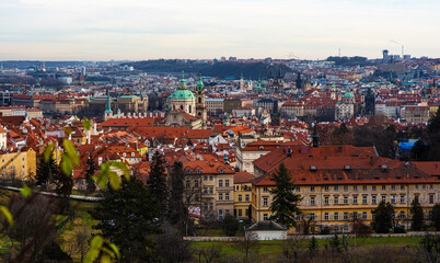 Fototapeta na wymiar Scenic view historical center of Prague, old town buildings and landmark , Prague, Czech Republic.