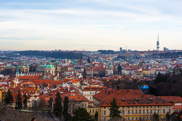 Fototapeta na wymiar Scenic view historical center of Prague, old town buildings and landmark , Prague, Czech Republic.