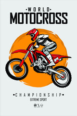 MOTOCROSS ILLUSTRATION WITH A GRAY BACKGROUND