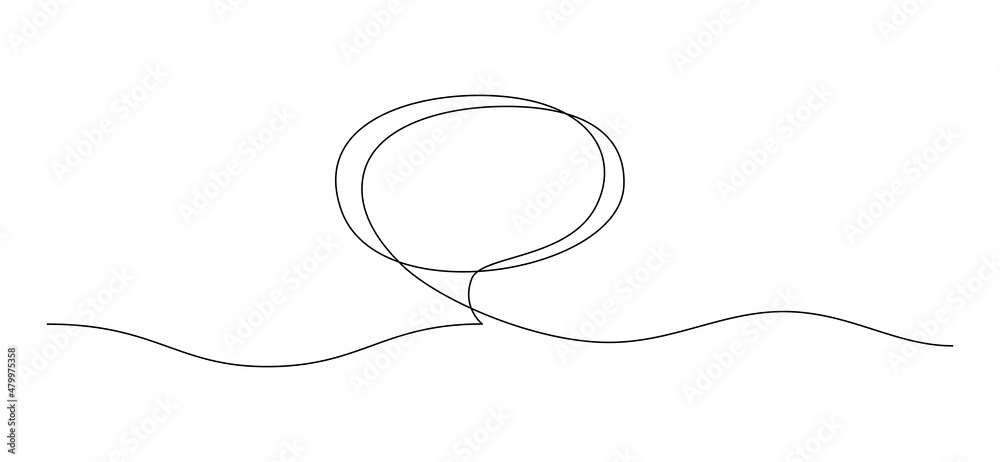 Aufkleber One continuous line drawing of Speech bubble. Chat cloud in simple linear style. Editable stroke. Minimalistic Doodle Vector illustration