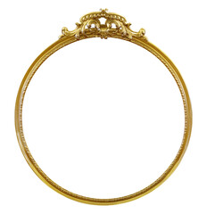 Golden round frame for paintings, mirrors or photo isolated on white background. Design element...