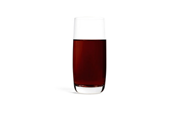 Glass of fresh sweet berry juice isolated on white background. 3D rendering realistic illustration. Glass for water. Vegan juice. Cleansing and detox. Empty liquid container