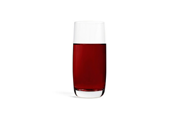Glass of fresh sweet berry juice isolated on white background. 3D rendering realistic illustration. Glass for water. Vegan juice. Cleansing and detox. Empty liquid container