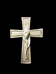Religious cross with black background for condolence text on the right side of the images....