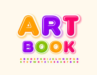 Vector colorful template Art Book with cute Alphabet Letters and Numbers set. Kids style Font