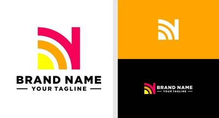 LETTER N LOGO SOLAR ENERGY NEGATIVE SPACE EDITABLE