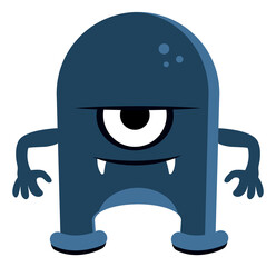 Dark monster. Cute scary creature. Funny toy