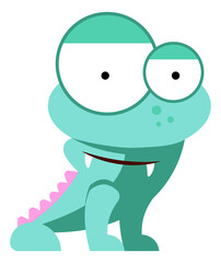 Cute dragon toy. Cute green lizard. Funny monster
