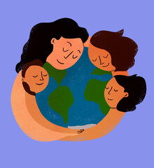 Women holding globe