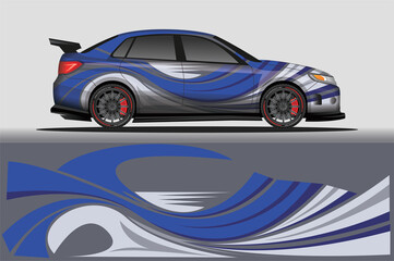 Fototapeta premium Car livery wrap decal, rally race style vector illustration abstract background