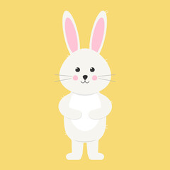 Cute rabbit character. Easter bunny. Template for baby design, Easter card, Mother's day or Valentine's day.