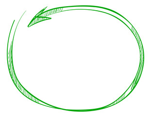 Round arrow. Hand drawn green text border