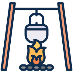Cooking Pot filled line color icon