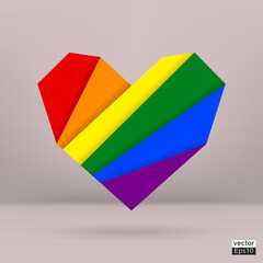 Rainbow abstract hearts. heart LGBT pride month rainbow colors,heart pattern LGBT isolated background vector.