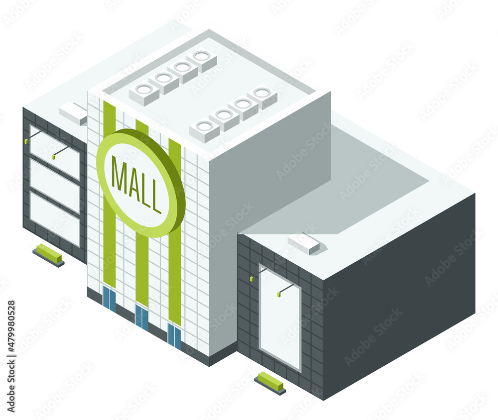 Canvas Prints isometric mall. big urban store. shopping center