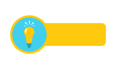 Quick tips. Useful tricks, tooltips, useful information for websites, social media posts. Yellow sticker with a burning light bulb. Vector icon in flat style