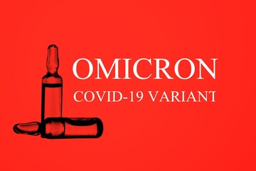 illustration of a new COVID-19 variant a medical vacine and Omicron COVID-19 variant words in the red  background.