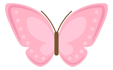 Pink butterfly. Pretty meadow animal. Summer nature symbol