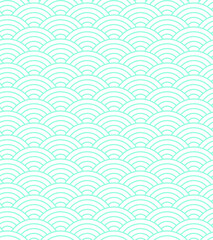 Vector seamless pattern with concentric half circles. Japanese style geometric abstract tiles background. - obrazy, fototapety, plakaty