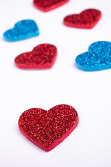 glowing shiny hearts shape over white background. Pattern for Valentine's Day