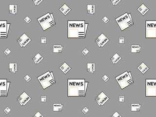 Newspaper cartoon character seamless pattern on gray background