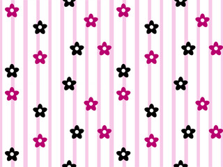 Flower cartoon character seamless pattern on pink and white background