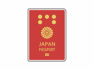 日本国の赤色のパスポートのイラスト