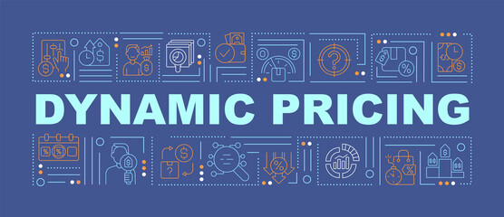 Demand pricing word concepts blue banner. Pricing strategy. Infographics with linear icons on background. Isolated typography. Vector color illustration with text. Arial-Black font used
