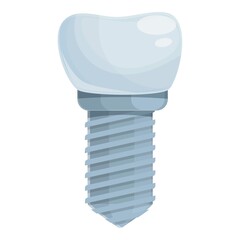 Dentist tooth implant icon cartoon vector. Dental crown. Care dent
