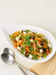 Feta Olive and tomato rotini pasta
