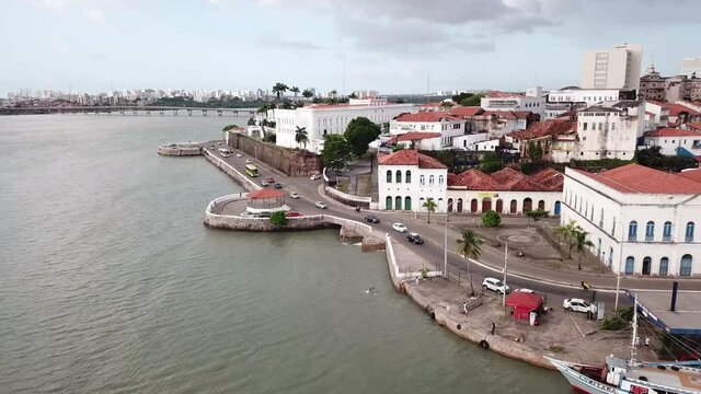 S&atilde;o Luis do Maranh&atilde;o historical old town. Aerial view of portuguese imperial style city in Brazil