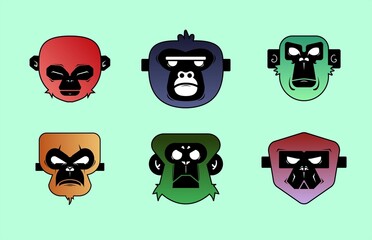 monkey logo illustration with various shapes and attractiveness of various colors