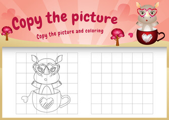 copy the picture kids game and coloring page with a cute rhinos using valentine costume
