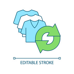 Reuse clothes RGB color icon. Zero waste. Reduce consumption and waste. Textile disposable. Donate apparel. Isolated vector illustration. Simple filled line drawing. Editable stroke. Arial font used