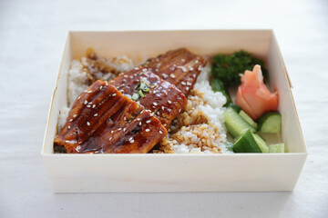 Japanese food eel grilled with rice Unagi don