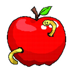 vector red apple pixel art