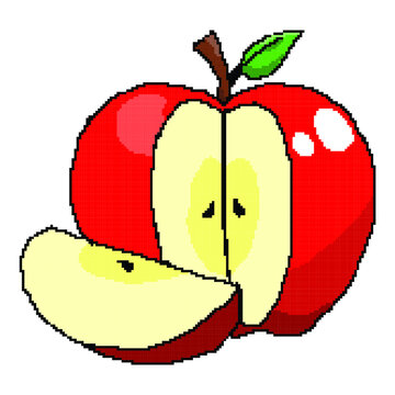 Vector Red Apple Pixel Art