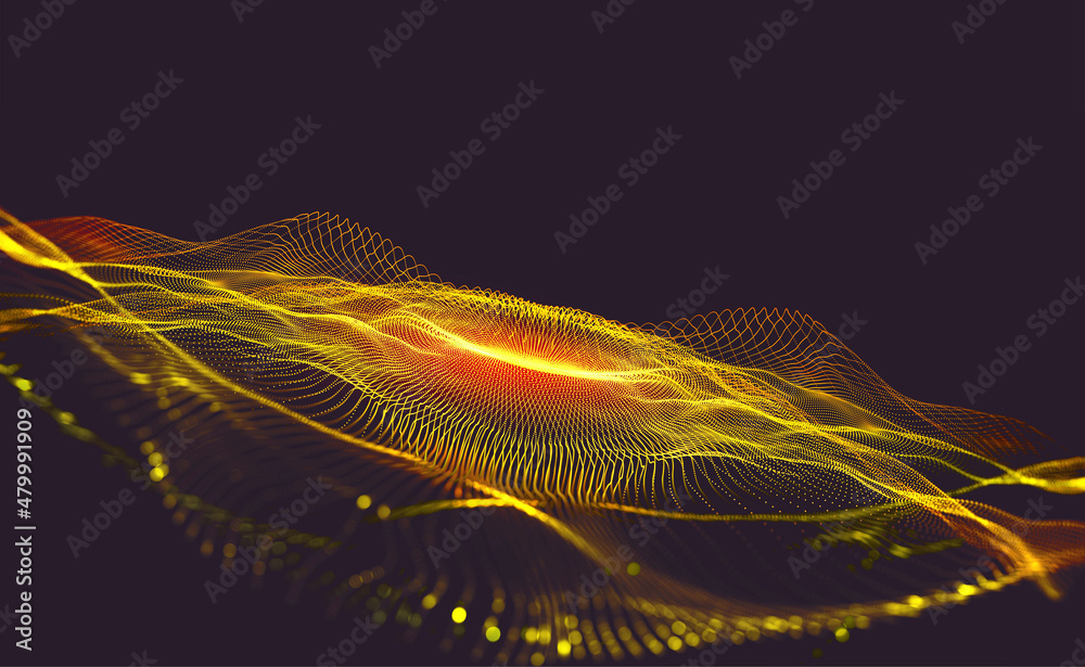 Aufkleber Digital field and dot structure 3D illustration. Coded funnel of clusters. Sorting data. Big data analytics flow. Classification of information. Calculation algorithms