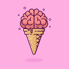 Brain Ice Cream unique Vector Design