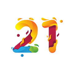 Number 21 Colorfull Design Vector