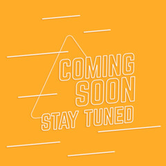 Coming soon, stay tuned in neon and triangle. Banner set. Shop, business, online shopping, advertising, marketing, store. Vector illustration.