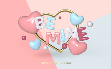 Valentine's Day greeting card. 3D illustration.