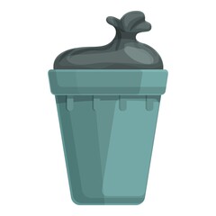 Plastic garbage bin icon cartoon vector. Waste bag. Sack kitchen