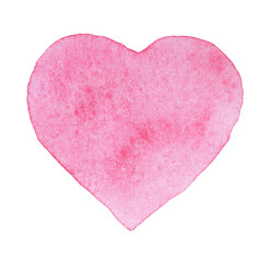 Hand drawn painted lovely pink heart, watercolor element for your design.  Happy valentines Valentine's Day 14th february poster. Can be used for cards, typography, labels. Isolated objects on white