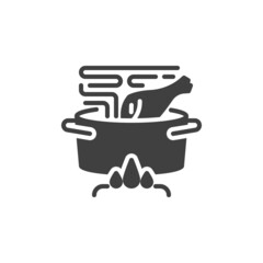 Cooking chicken soup vector icon