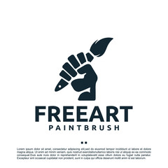 freedom of art ,paintbrush , logo design template