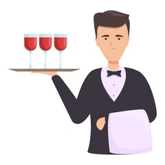 Elegant sommelier icon cartoon vector. Wine glass. Taste cheese