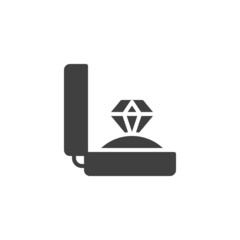 Diamond ring box vector icon
